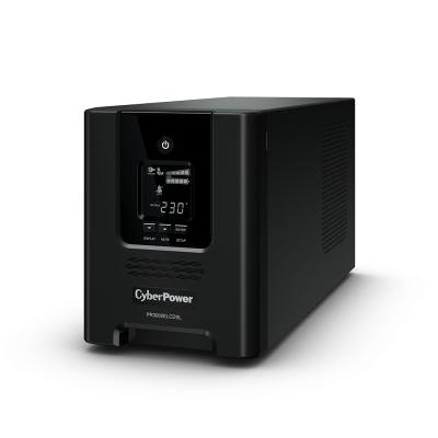 Источник бесперебойного питания, CyberPower, PR3000ELCDSL, Мощность 3000ВА/2700Вт, PR-серия, Линейно-интерактивный, Напольный, ЖК/Smart/USB, Диапазон работы AVR: 151-296 В, Бат.12В/9Ач* 4 шт., Вых: 8xIEC C13/1xIEC C19, Чёрный