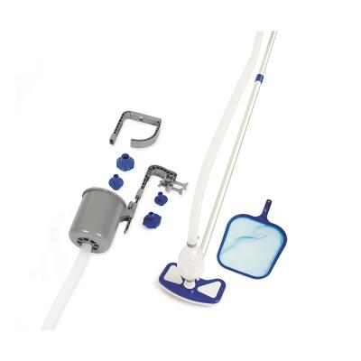 Набор для чистки бассейна Flowclear Deluxe Maintenance Kit, BESTWAY, 58237, Пластик/Алюминий, Скиммер, Насадка-сачок, Насадка-пылесос, Телескопическая ручка 279 см., Вакуумный шланг 7.5 м., Сине-Белый, Цветная коробка
