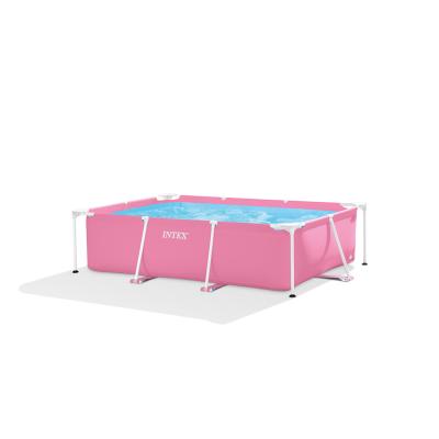 Каркасный бассейн Rectangular Frame 220 x 150 х 60 см, INTEX, 28266NP, Винил, 1662 л., Стальной каркас, Розовый, Цветная коробка
