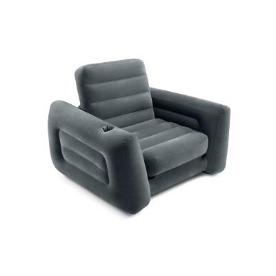 Кресло-трасформер надувное Pull-Out Chair 224 x 117 x 66 см, INTEX, 66551NP, Винил, Встроенный подстаканник, Флокированная поверхность, Серый, Цветная коробка