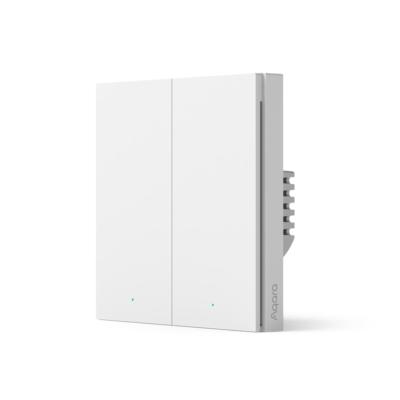 Настенный выключатель двухклавишный, Aqara, Smart Wall Switch H1 (With Neutral, Double Rocker), WS-EUK04, 86 х 86 х 37,55 мм, Zigbee 3.0, 100 – 250 В~, 50/60 Гц, Максимальная нагрузка: 2000 Вт, 0°С…+40°С, Для работы устройства требуется Центр умного 