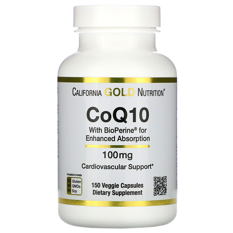 California Gold Nutrition, CoQ10 USP с Биоперином, 100 мг, (150 капс)